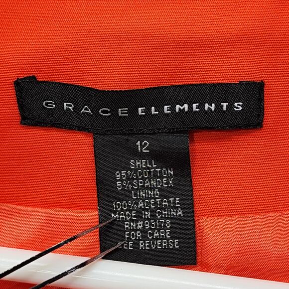 Grace Elements Womens 12 Blazer Orange Open Front Zip Pockets Lined Office - Picture 5 of 9